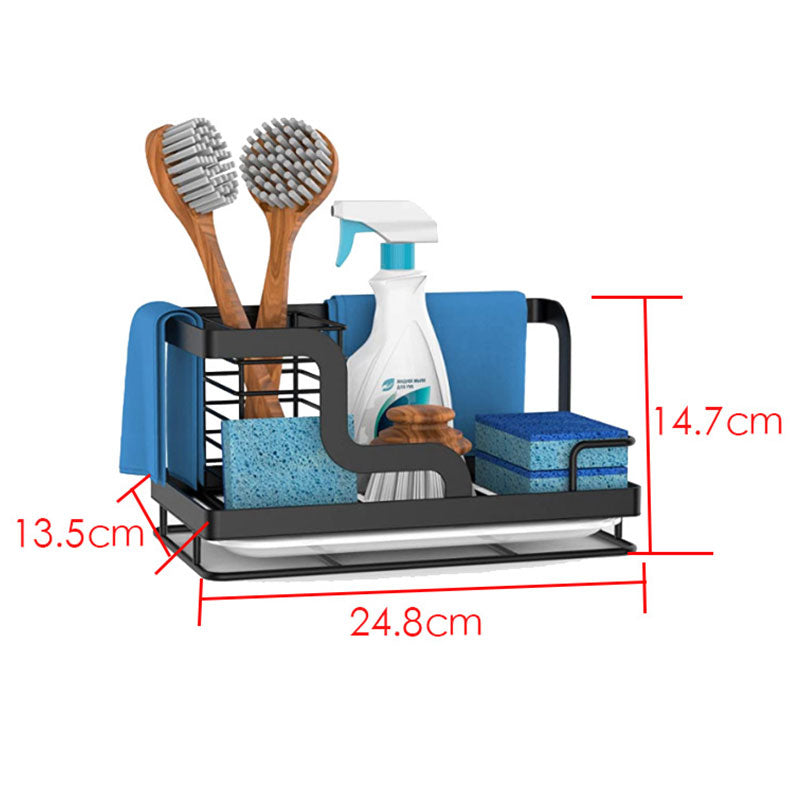 Kitchen Sink Organizer for Sponge with Removable Drain Pan Punch Free