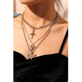 Set of 6 Punk Multilayer Pendants Necklace for Women Teen Girls-C