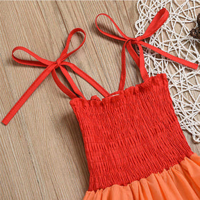 Baby Girls Rainbow Dress Toddler Princess Sleeveless Summer Dress Beach Tutu-Red