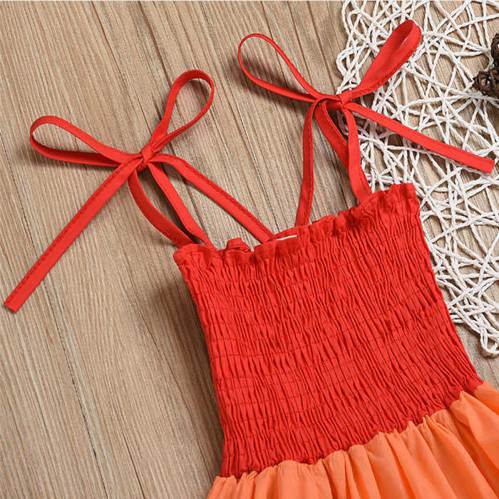 Baby Girls Rainbow Dress Toddler Princess Sleeveless Summer Dress Beach Tutu-Red