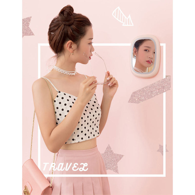 Home & LivingMakeup Mirror with Light Vanity Mirror Sided Cosmetic Mirror with Touch Powered-Pink