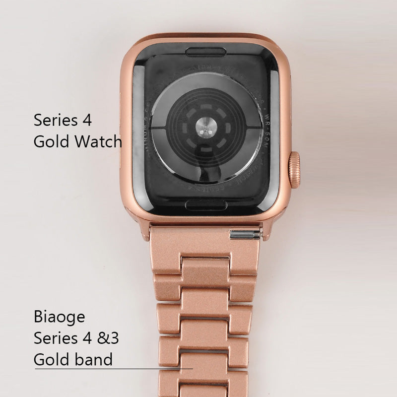 SZZ Bling Watch Band Business Stainless Steel Wristbands for Apple IWatch Series SE/1/2/3/4/5/6 For Women-Rose Gold