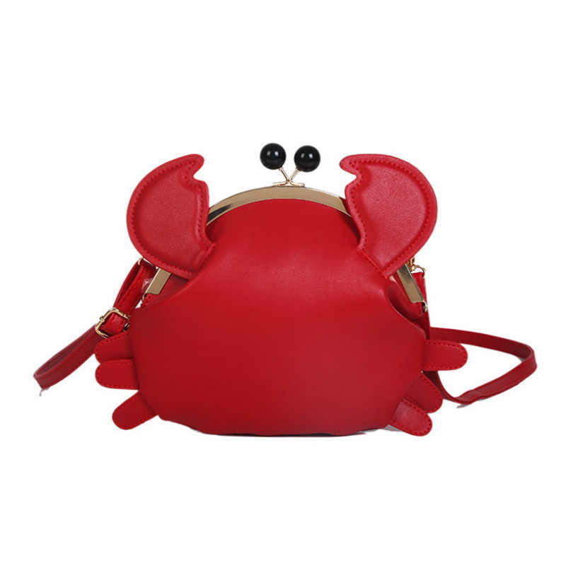 Crab Shape Handbag Novelty Detachable Shoulder Bag Women's Satchel-Red
