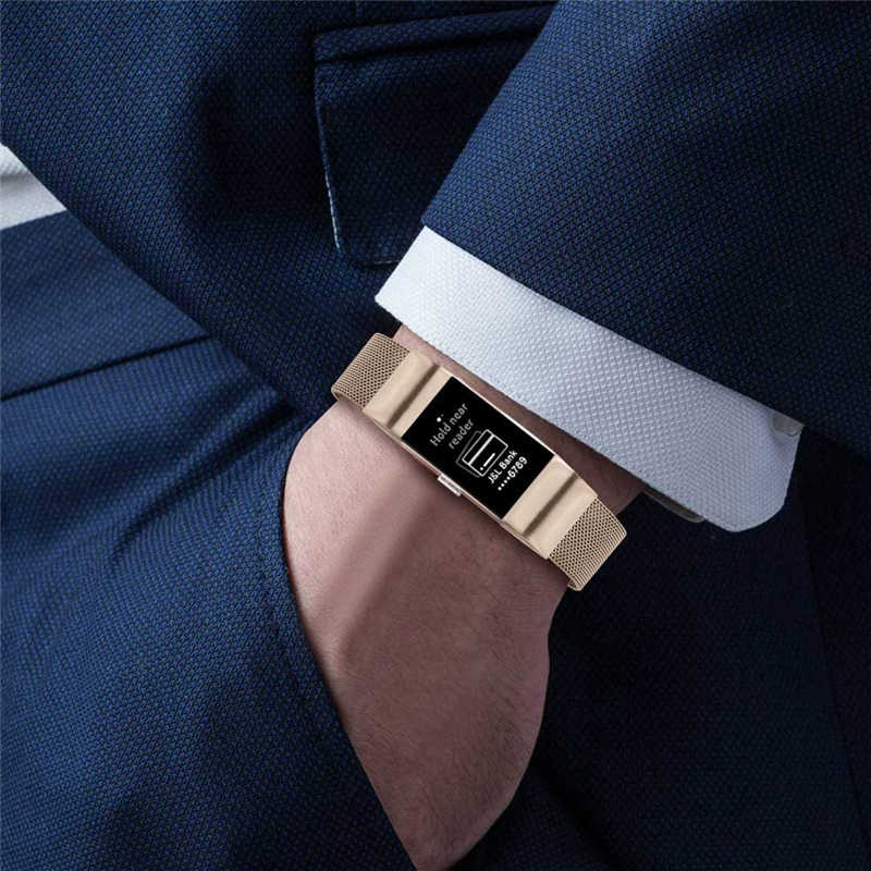 Stainless Steel Magnetic Strap For Fitbit Charge 2 Replacement Bracelets Milanese-Light Purple