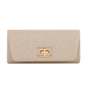 Elegant Fashion Clutch Purses Magnetic Square Bag for Womens-Gold