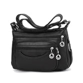 Women Crossbody Bag Leather Handbag Pocketbook Lightweight Shoulder Purse-Black