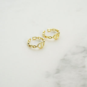 Letter Chain Rings Adjustable Opening Rings for Women Girls-A