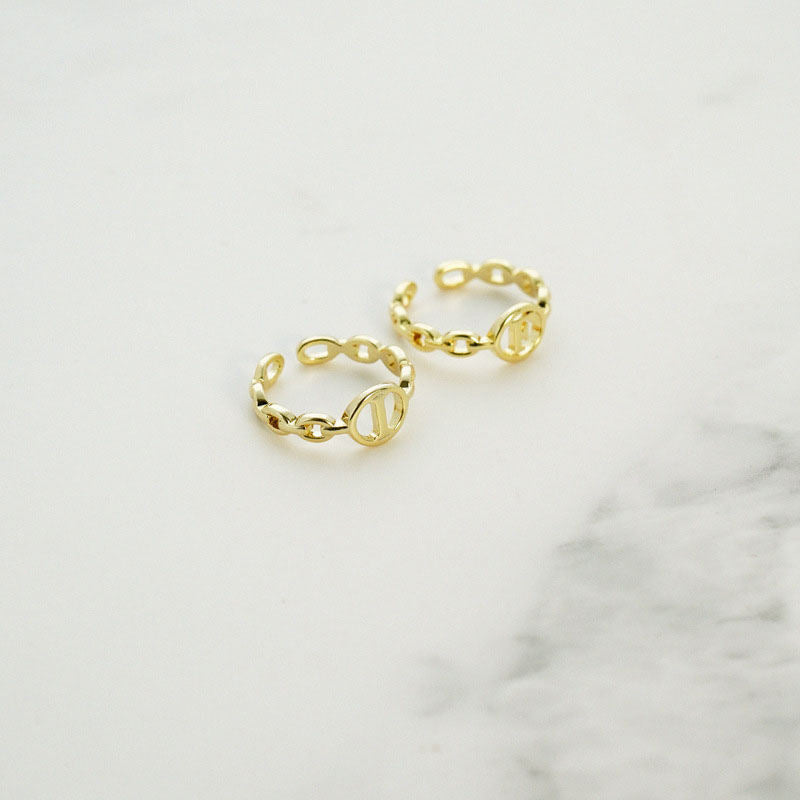 Letter Chain Rings Adjustable Opening Rings for Women Girls-A