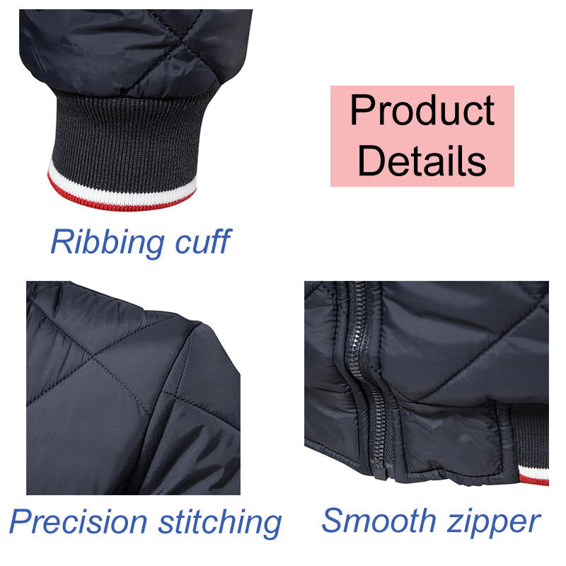 Mens Bomber Jacket Casual Fall Winter Zipper Jacket Coats-DarkBlue