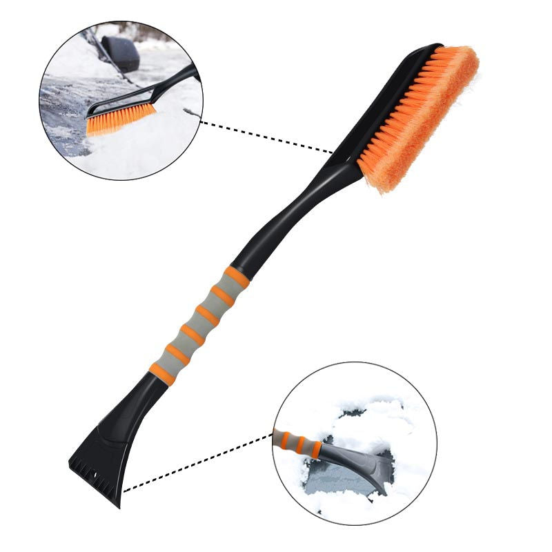 2 in 1 Detachable Snow Brush Ice Scraper with Ergonomic Foam Grip for Cars Trucks-Orange