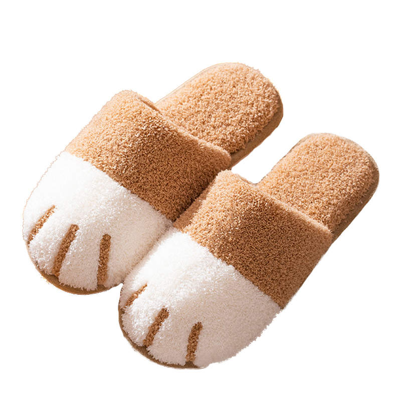 Memory Foam Unisex Slippers Comfortable Cute Animal Soft Shoes-Khaki