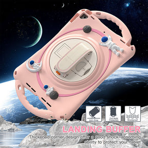 iPad Case Rugged Case with Handle Stand Shoulder Strap for iPad 10.2 Inch 2019/2020/2021-Pink