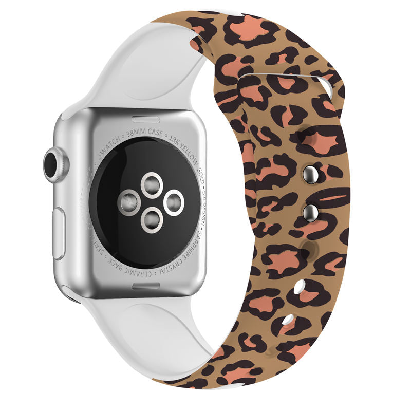 Fashion Leopard Pattern Silicone Watchband for Apple Watch SE & Series 6/5/4/3/2/1-B18