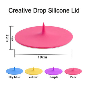 4Pcs Mug Cover Food Grade Silicone Water Drop Shape Candy Color for Cup Lids