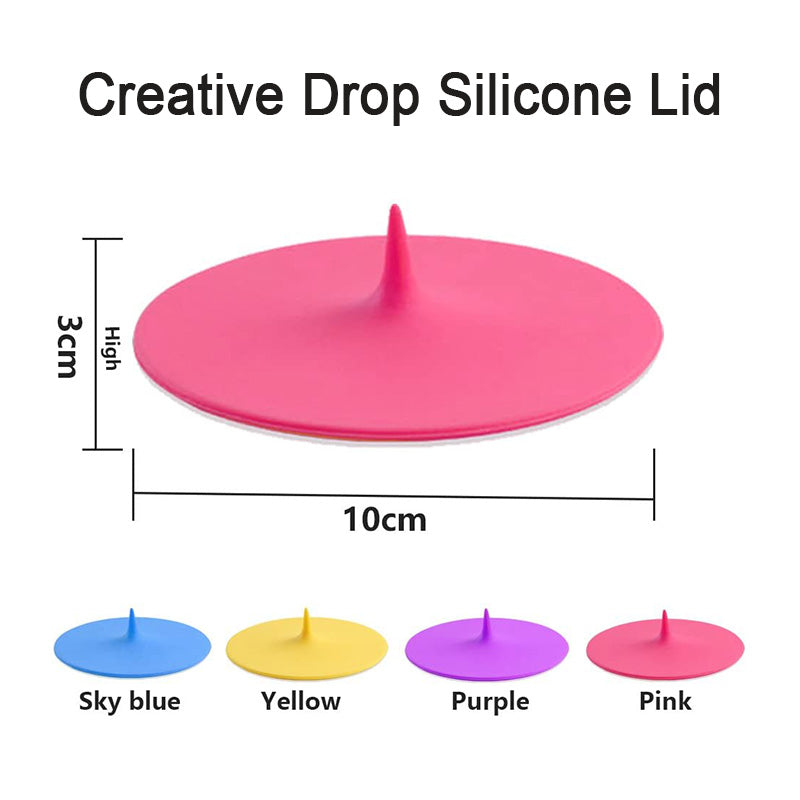 4Pcs Mug Cover Food Grade Silicone Water Drop Shape Candy Color for Cup Lids