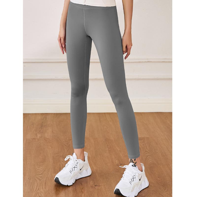 Womens Fleece Yoga Pant High Waisted Tummy Control Athletic Leggings-Grey