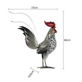 Metal Sculpture Iron Rooster Home Decor Art Craft Gift-Silver