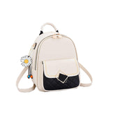 Teenager Mini Backpack Leather Casual Travel Backpacks-White