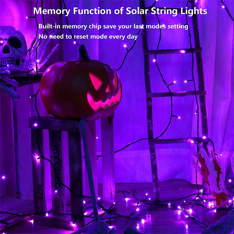 Solar Christmas Lights 72ft 200 LED 8 Modes Solar String Lights Waterproof-Purple