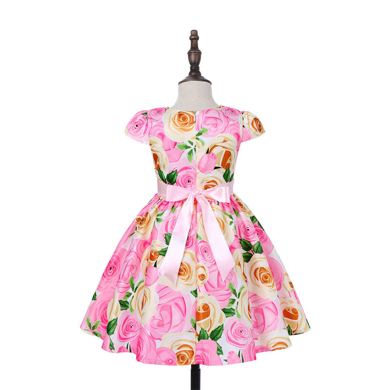 Girls Dresses Flower Girl Wedding Dress Elegant Floral Dress-Pink