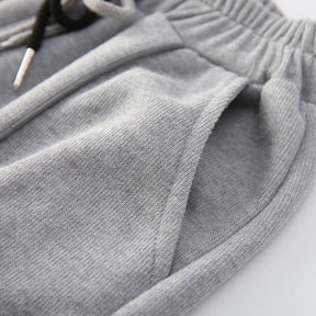 Girls Joggers Long Pants Pockets Outdoor Casual Trousers with Drawstring Three-color Stitching-Gray