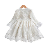 Flower Girls Wedding Dress Lace Short Sleeve Tulle Summer Vintage Dresses-White