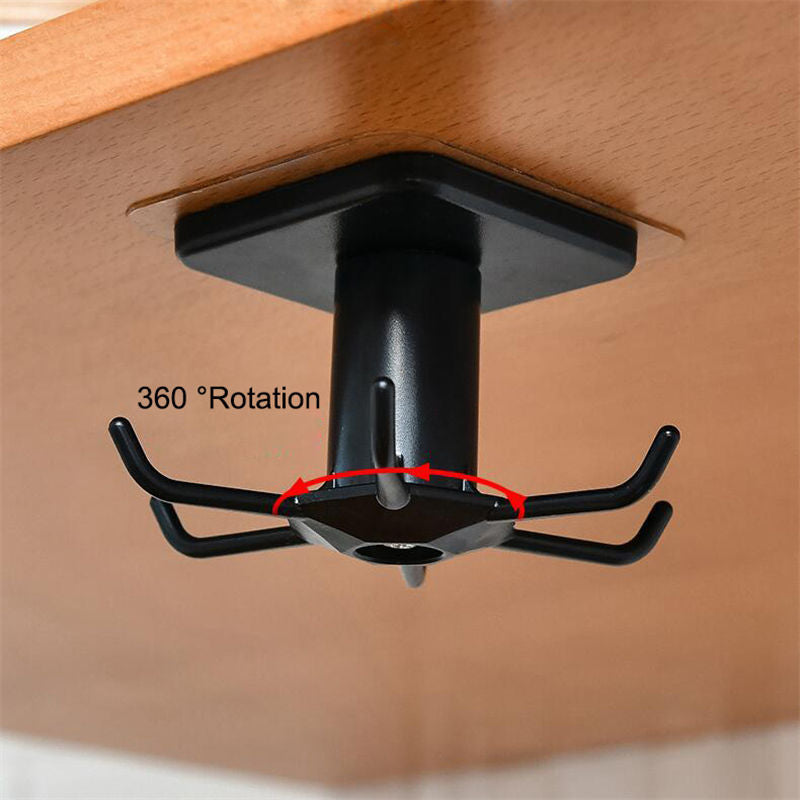 2 Pack Under Cabinet Utensil Holder Hanger Hook for Kitchen and Bathroom -Black