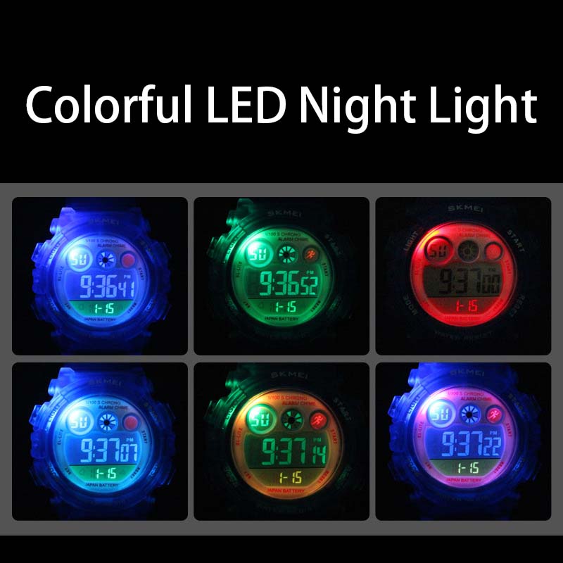 Kid Waterproof Electronic Multi Function Outdoor LED Watches-DarkBlue