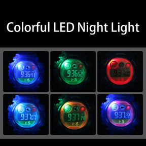 Kid Waterproof Electronic Multi Function Outdoor LED Watches-BlackBlue