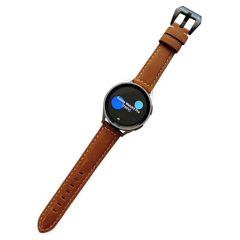 20mm Nubuck Leather Samsung Watch Strap 20mm for Galaxy Watch 4/5-Brown