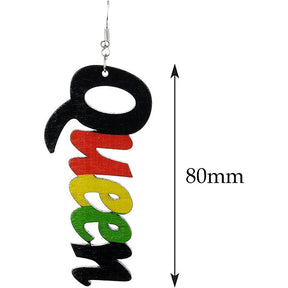 Queen Wood Dangle Pierced Earrings-Colorful