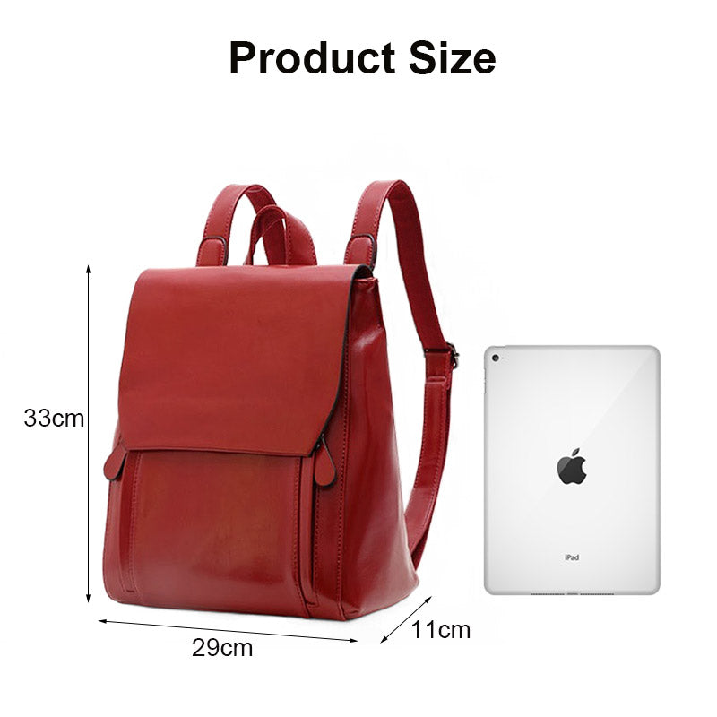 Womens Backpack PU Leather Fashion all Match Travel Bags-Red