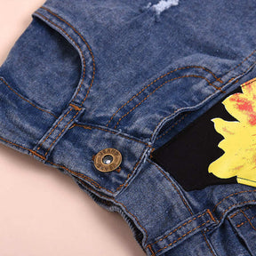 2Pcs Baby Girl Sunflower Outfits Sleeveless Tank Top and Denim Shorts Summer Clothes-Yellow