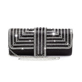 Womens Rhinestone Clutch Purses Evening Bags Sparkling Gliter with Chain-Black