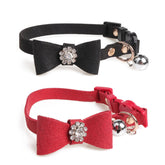 2 Pack Adjustable Cat Collar Set Breakaway with Diamonds Bowtie Bell for Puppy Kitten-D