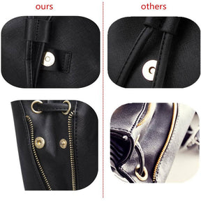 Fashion PU Leather Women Backpack Anti-theft Travel Bag-Black