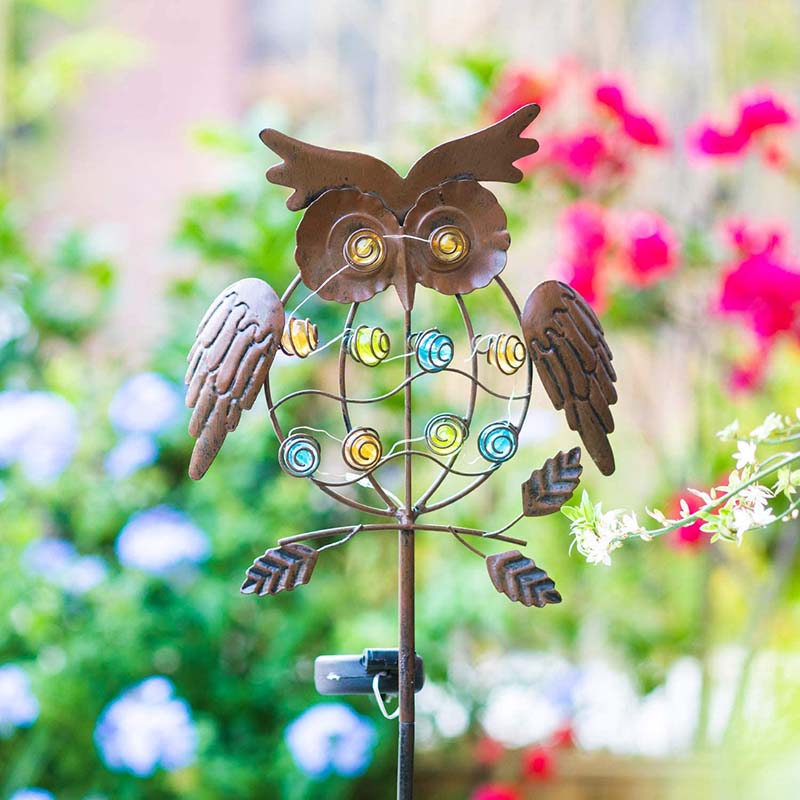 Garden Solar Light Metal OWL LED Decorative Garden Weatherproof Ligh Suitable for Courtyards Lawns Bronze