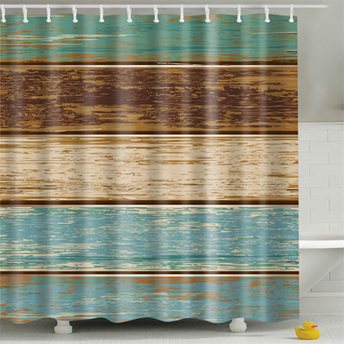 Vintage Wooden Printed Shower Curtains Bathroom Decor Accessory-15