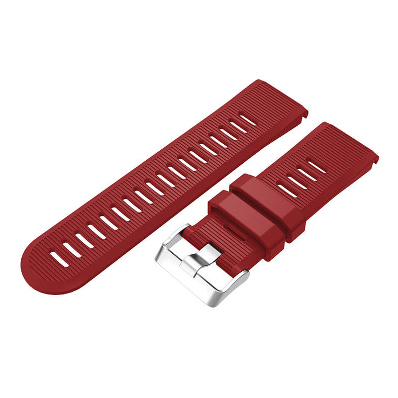 26mm Strap For Garmin Fenix 5X/5X Plus/3/3 HR/6X/6X Pro Watchband Quick Release Easy Fit Silicone Bands Silver Buckle-Red