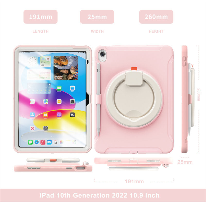 Tablet Case For iPad 10th Full Body Protection with 360¡ã Stand Portable-Pink