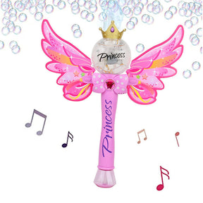 Light Up Magic Bubble Blower Wand with LED and Sound Effect Party Favor for Kids-Pink