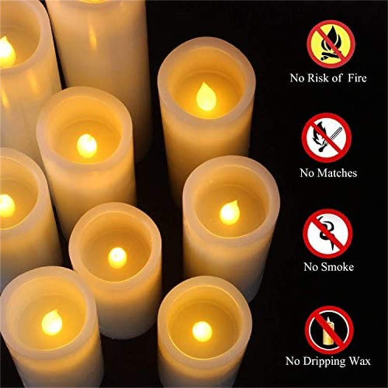 Flameless Candles Battery Operated Candles 4inch 5inch 6inch 7inch 8inch 9inch Set of 9 Ivory Real Wax Pillar LED Candles with 10-Key Remote