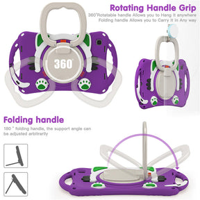 CatB Samsung Tablt Case for Tab A7 10.4  T500/T505/T507/T505N Shockproof Shoulder Strap Handle Stand-Purple