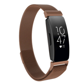 Stainless Steel Metal Replacement Strap Magnet Buckle For Fitbit Inspire HR-Coffee