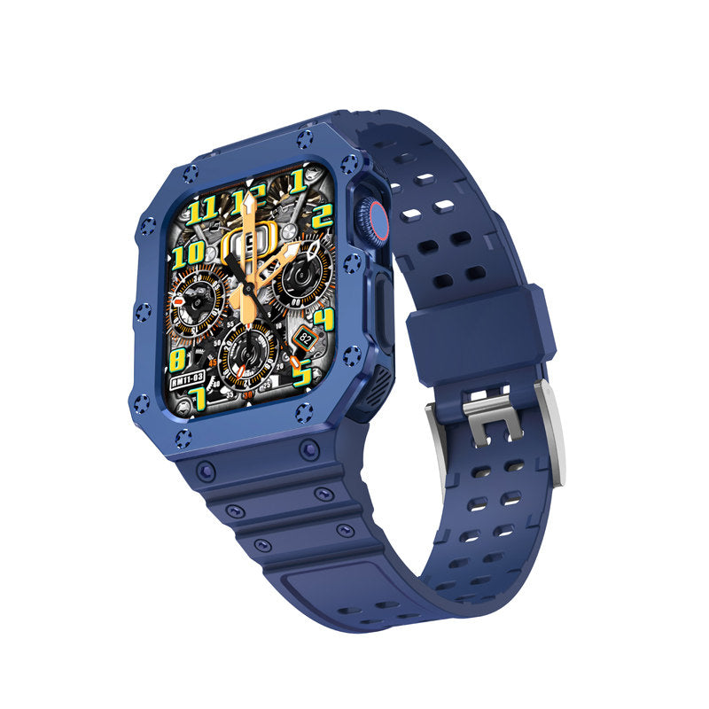 Sport Rugged Watchbands with Bumper Case Compatible for Apple Watch-All Blue