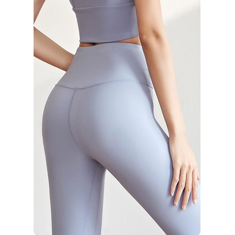 Womens Fleece Yoga Pant High Waisted Tummy Control Athletic Leggings-Light Blue