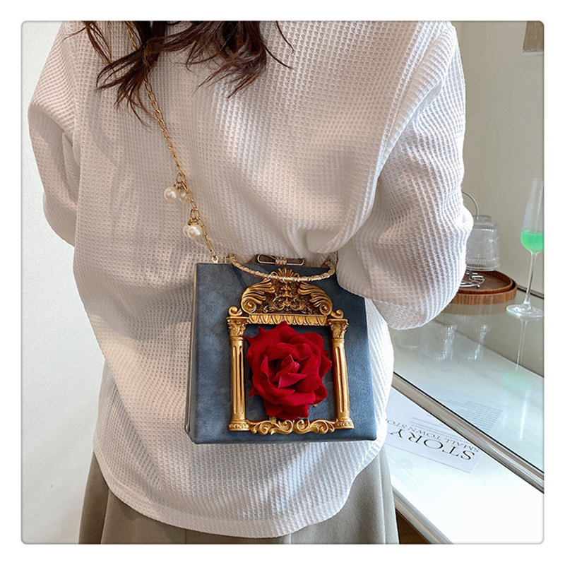 Womens Embossed Clutch Evening Bag Bowknot Snaps Crossbody Purse-Blue