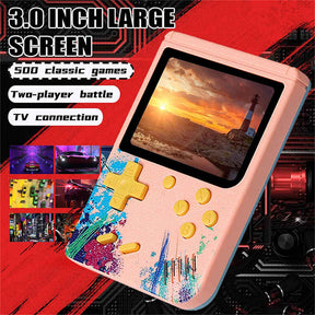 3.0inch Screen Retro Handheld Game Console 500 Classic FC Games Support to TV Output-Pink