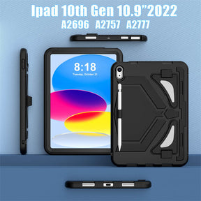 Kids Case Heavy Duty Shockproof with Kickstand for iPad 10th 2022-Black