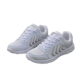 Womens Athletic Mesh Breathable Sneakers Lace Up Comfort Shoes-White